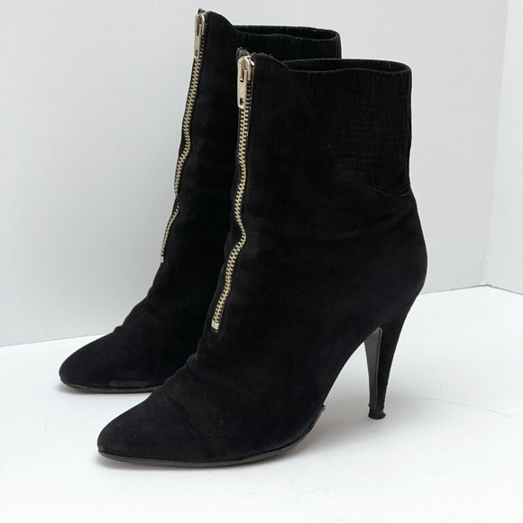 Xavier Danaud Italian Black Leather Boots Size 38 Italy Zipper Zip Up US 7 - Picture 3 of 11